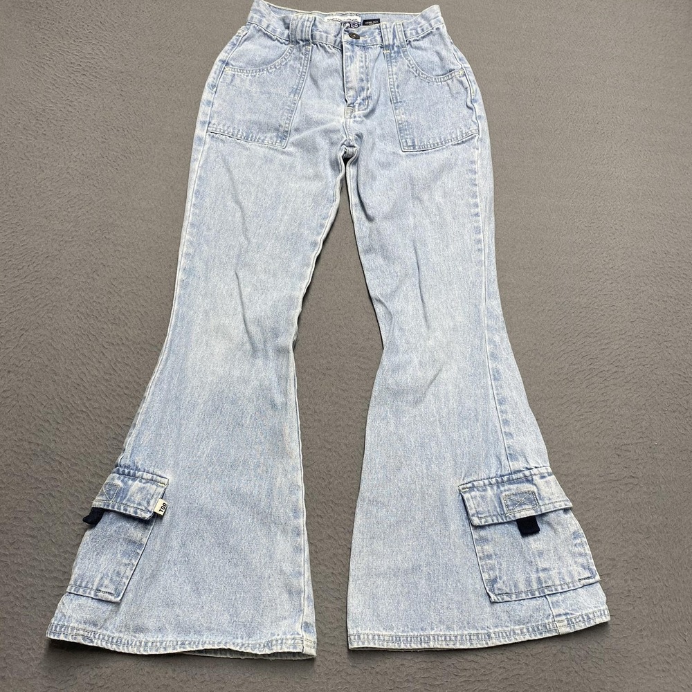 VTG Limited Too Jeans Girls 10 Blue Flared Relaxed Fit Cargo Pocket Denim y2k